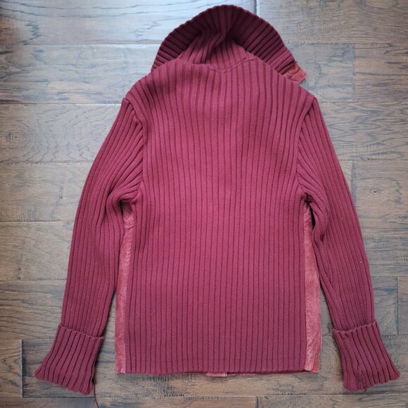 Lady Hathaway Bordeaux Red Suede Sweater Button-Down Jacket - Picture 3 of 8